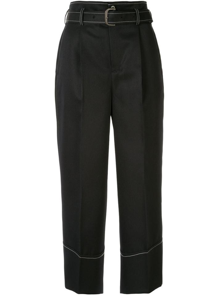 Loveless Cropped Wide-leg Trousers - Black