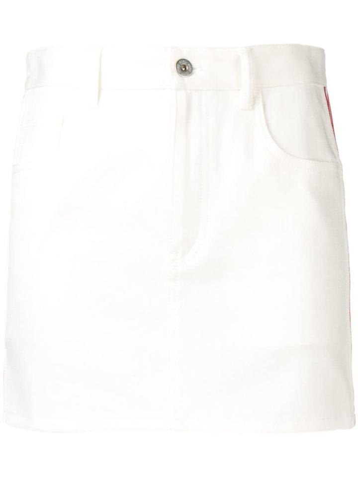 Miu Miu Logo Band Denim Skirt - White