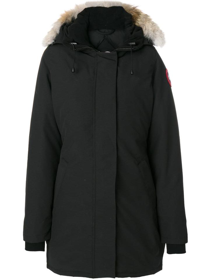 Canada Goose Fur Trim Hooded Coat - Black