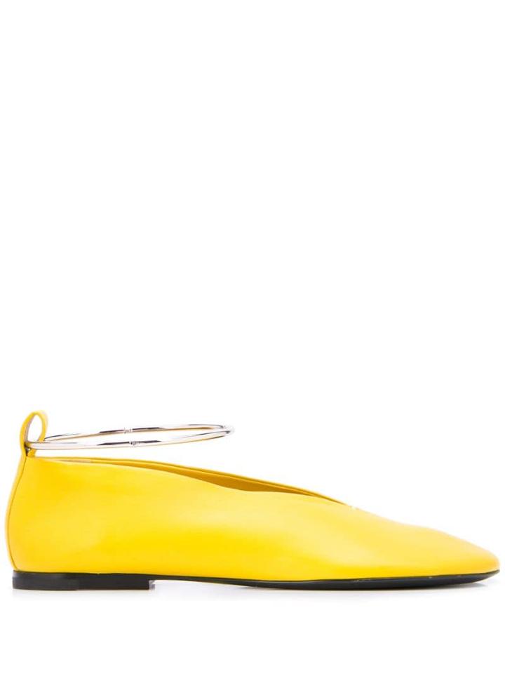 Jil Sander Metallic Anklet Ballerinas - Yellow