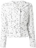 Giambattista Valli Zipped Tweed Jacket, Women's, Size: 44, White, Silk/cotton/nylon/polyester