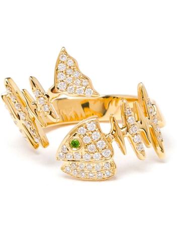 Kamushki 18k Gold, Diamond And Sapphire Knuckle Ring