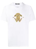 Roberto Cavalli Gold Logo Print T-shirt - White