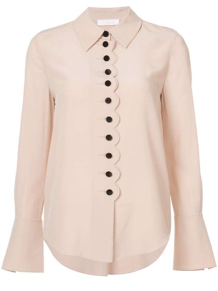 Chloé Scalloped Buttoned Blouse - Pink & Purple