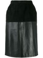 Yves Saint Laurent Pre-owned 1980's Velvet Effect Panel Straight Skirt