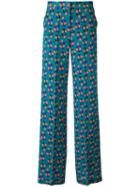 Etro Floral Print Trousers, Women's, Size: 42, Blue, Silk
