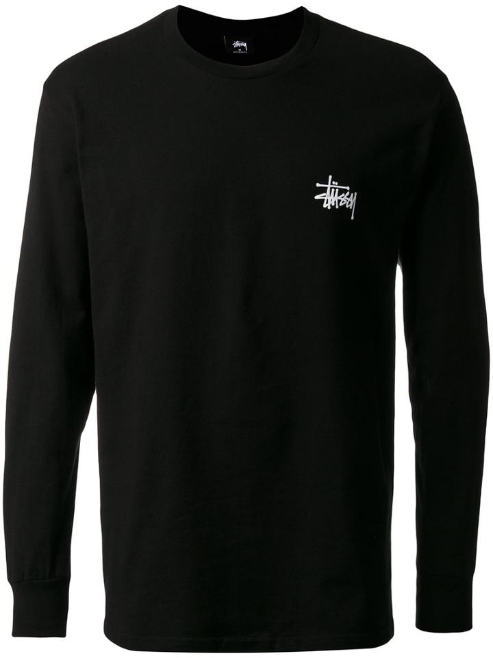 Stussy - Logo Print Longsleeved T-shirt - Men - Cotton - Xl, Black, Cotton