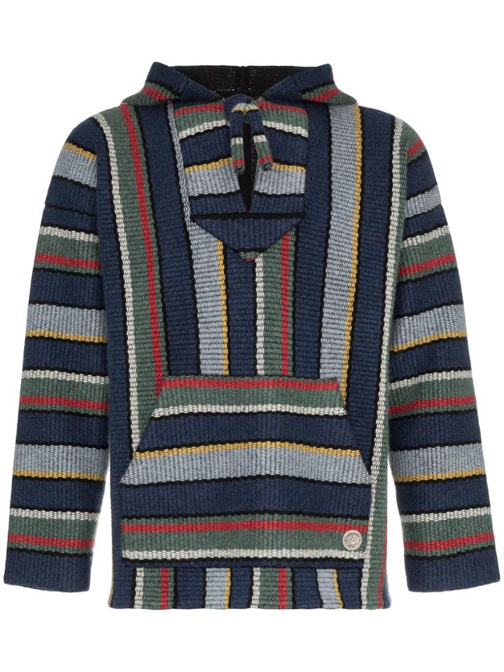 Alanui Stripe Knitted Cashmere Hooded Sweater - Blue