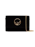 Fendi Black Logo Velvet Wallet On Chain