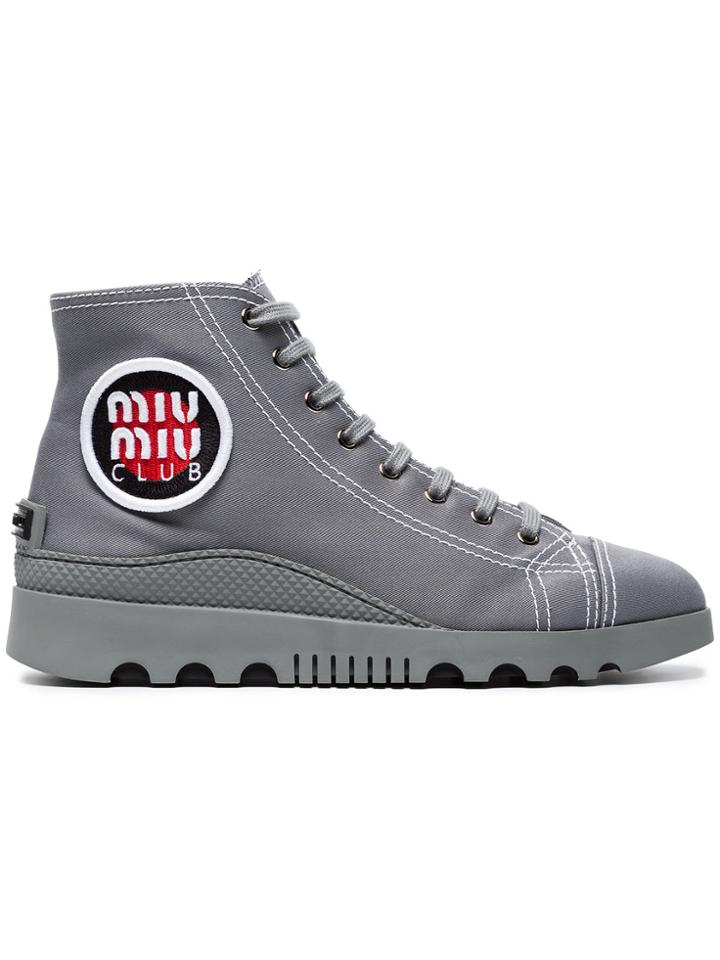 Miu Miu Grey Canvas High Top Sneakers