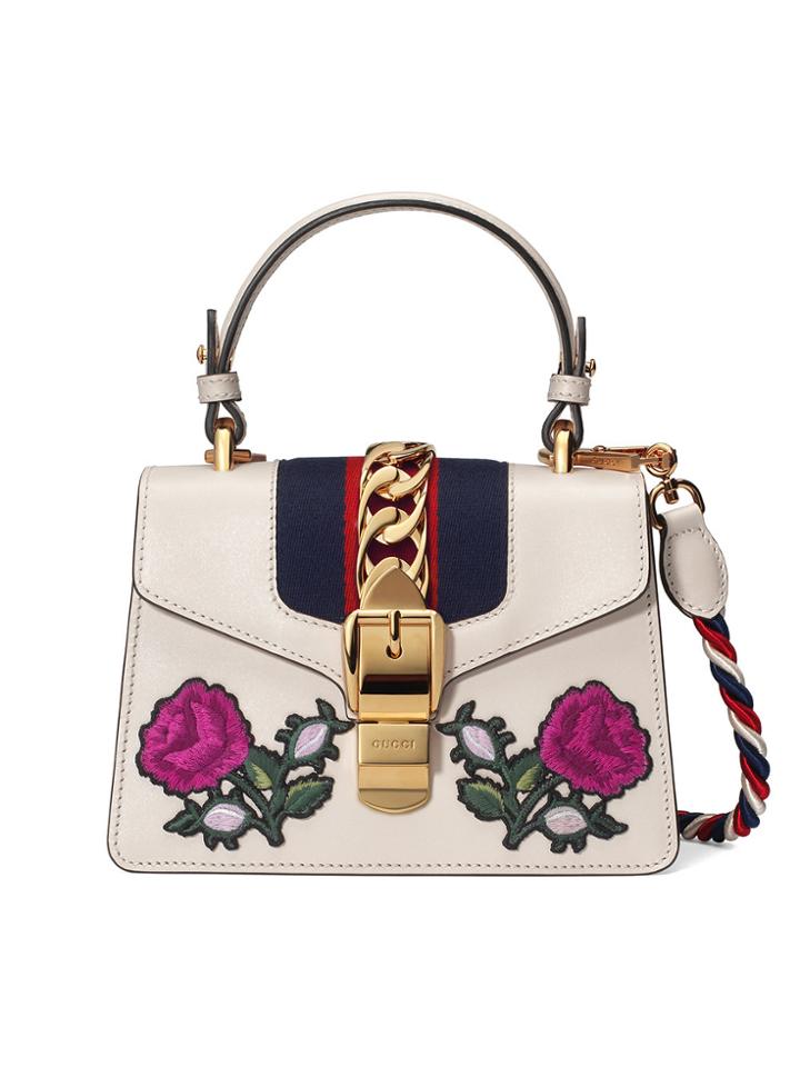 Gucci Sylvie Embroidered Mini Bag - White