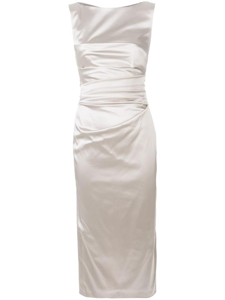Talbot Runhof Ruched Midi Dress - Nude & Neutrals