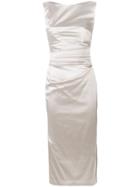 Talbot Runhof Ruched Midi Dress - Nude & Neutrals