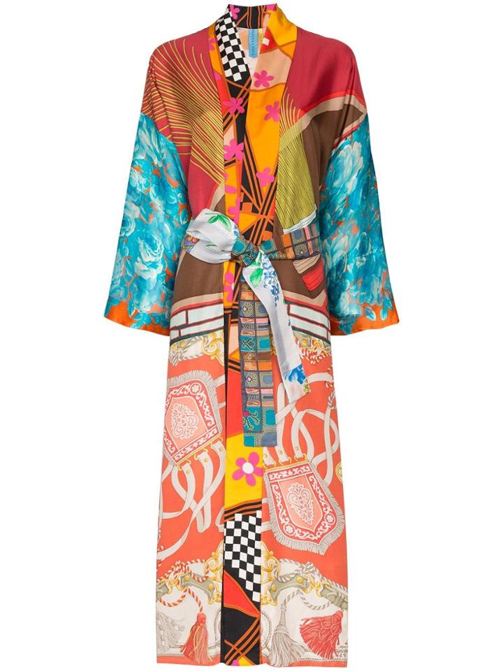 Rianna + Nina Mix Print Silk Kimono Robe - Multicoloured