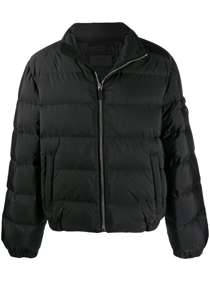 Prada Feather Down Zipped Puffer Jacket - Black