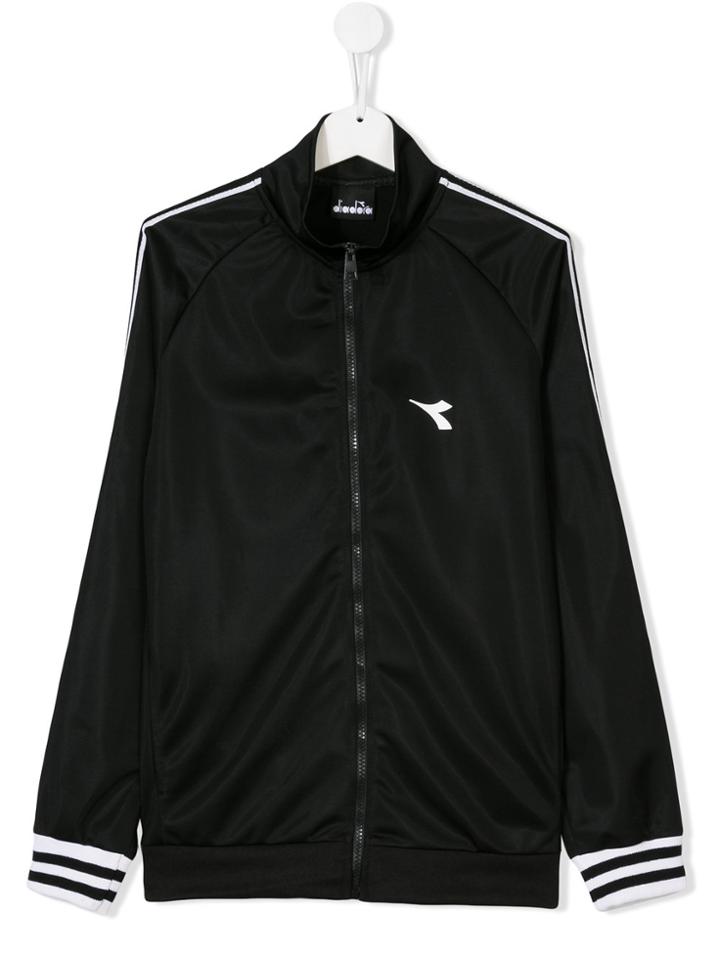 Diadora Junior Teen Striped Bomber Jacket - Black