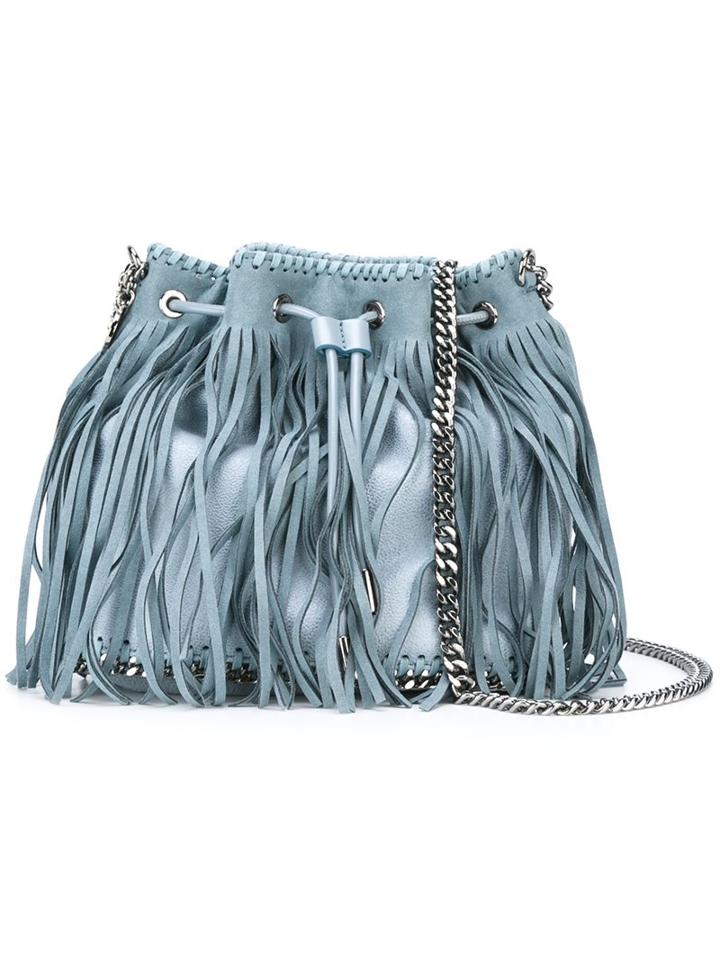 Stella Mccartney 'falabella' Fringed Bucket Tote, Women's, Blue