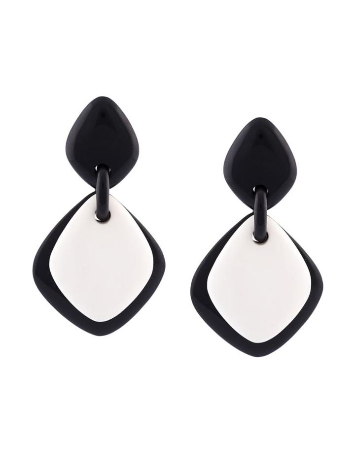 Monies Large Linked Flat Diamond Shape Clip On Earrings