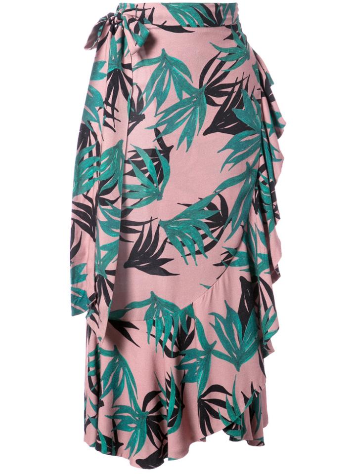 Patbo Palm Midi Wrap Skirt - Pink & Purple