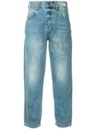 Ground Zero Graffiti Print Boyfriend Jeans - Blue