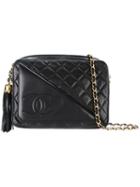 Chanel Vintage Logo Flap Quilted Shoulder Bag, Women's, Black