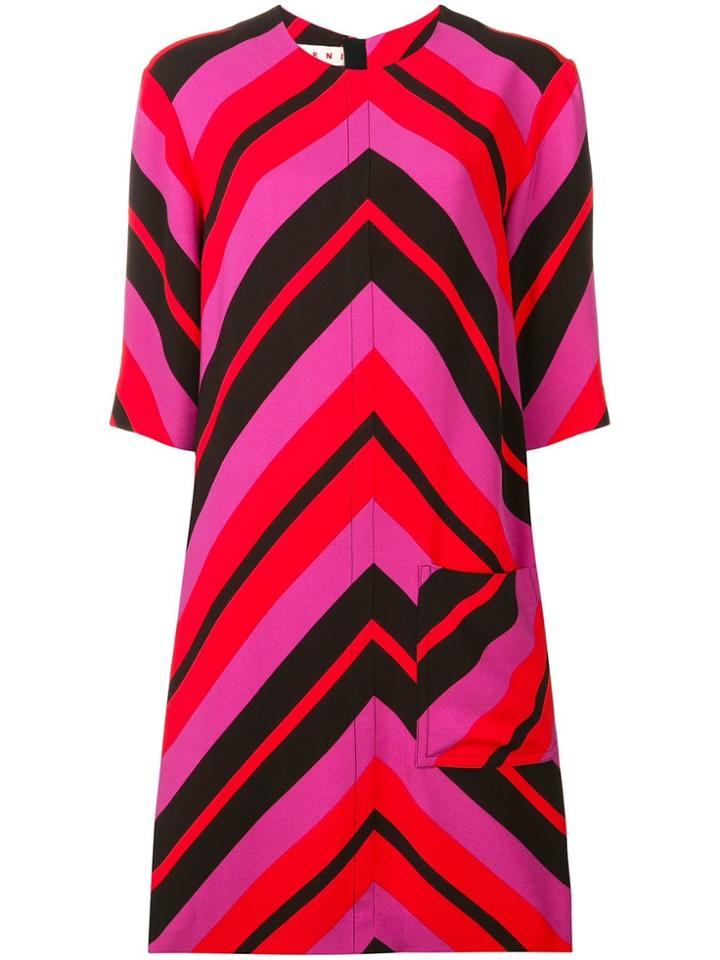 Marni Chevron Shift Dress - Pink & Purple