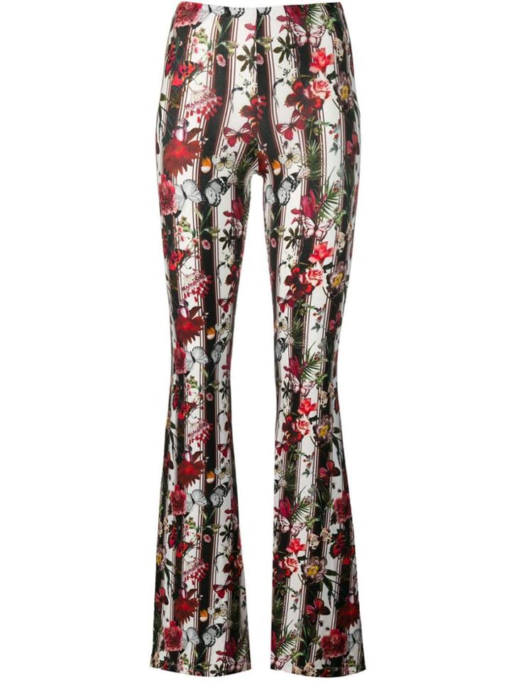 Black Coral Butterfly Print Flared Trousers