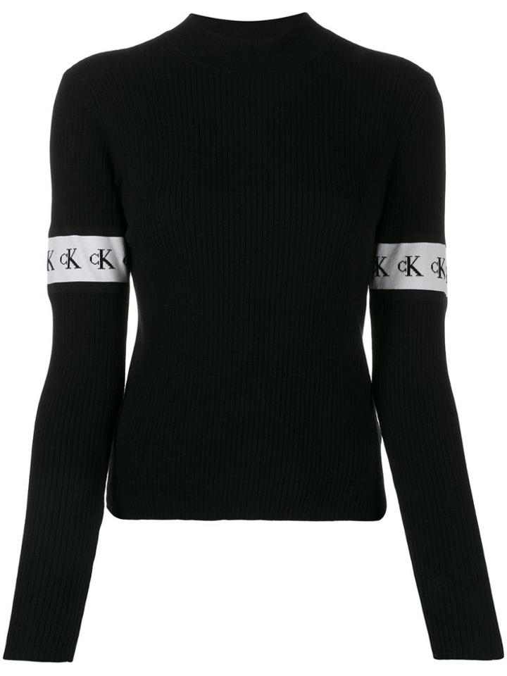 Calvin Klein Jeans Logo Stripe Detail Jumper - Black
