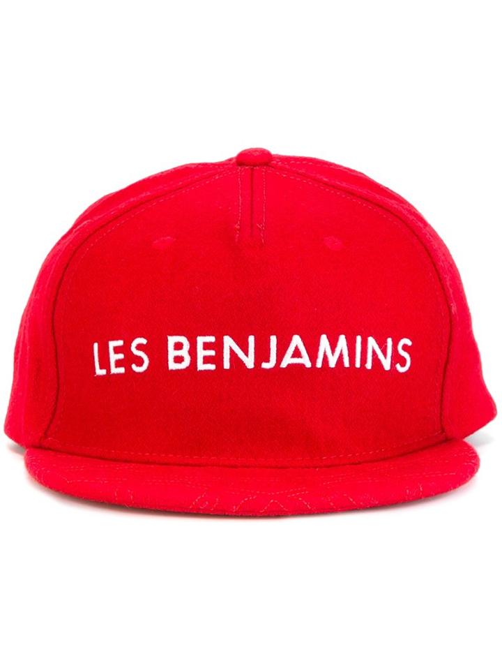 Les Benjamins Embroidered Logo Cap, Men's, Red, Viscose/wool