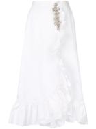 Christopher Kane Crystal Frill Cotton Skirt - White