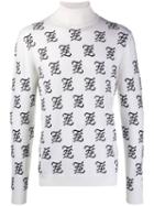 Fendi Karligraphy Ff Monogram Knitted Sweater - White