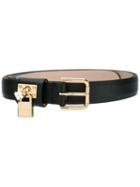Dolce & Gabbana Padlock Belt, Women's, Size: 80, Black, Leather