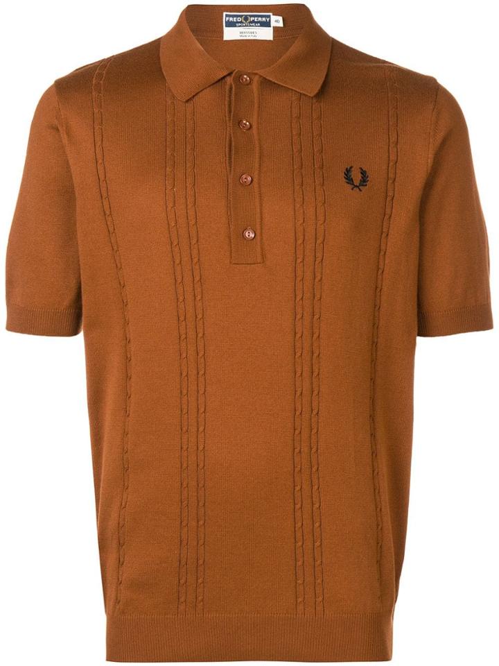 Fred Perry X Art Comes First Cable Knit Polo Shirt - Brown