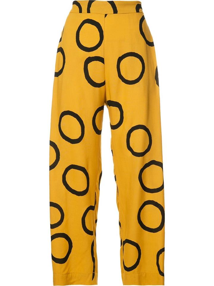 Vivienne Westwood Anglomania Ring Print Cropped Trousers, Women's, Size: 40, Yellow/orange, Viscose