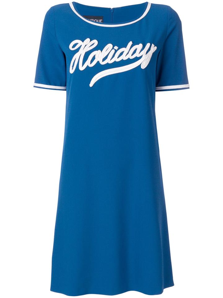 Boutique Moschino Holiday Applique T-shirt Dress - Blue