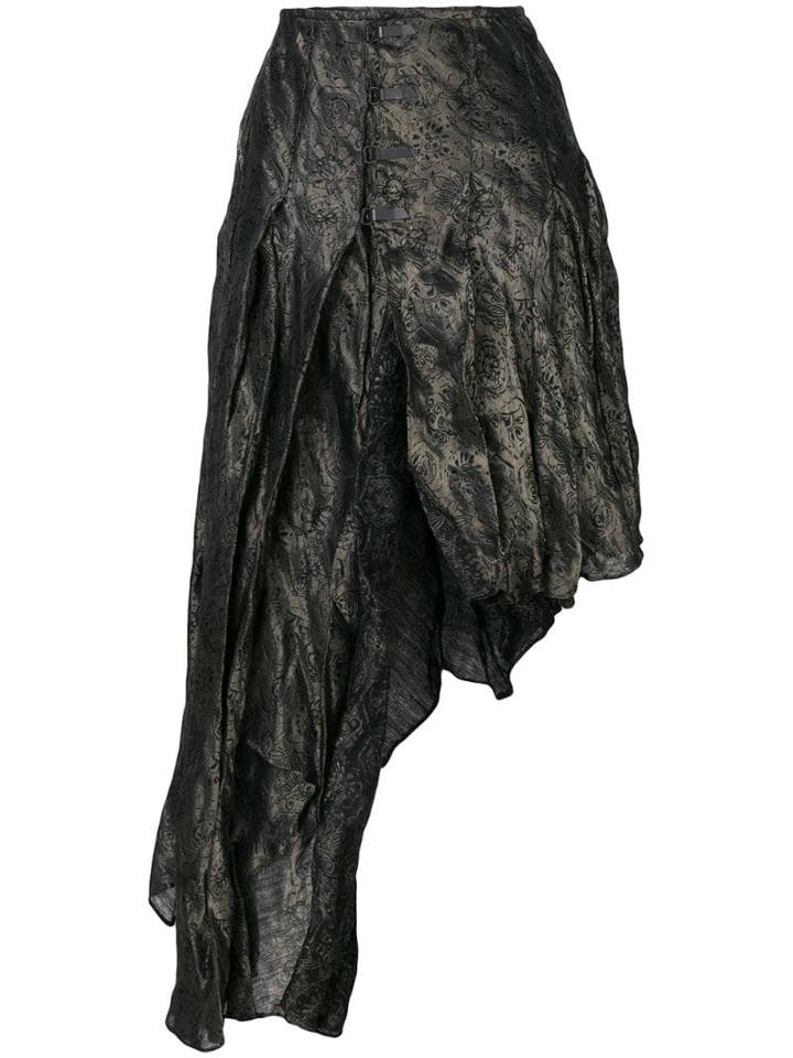 Romeo Gigli Pre-owned Roses Jacquard Asymmetric Skirt - Grey