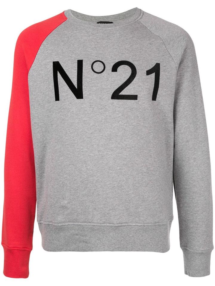 No21 Contrast Logo Patch Sweatshirt - Grey