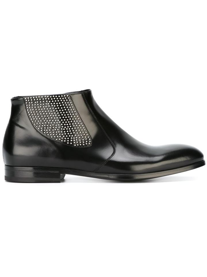 Alexander Mcqueen Studded Ankle Booties, Men's, Size: 43, Black, Calf Leather/leather/metal Other