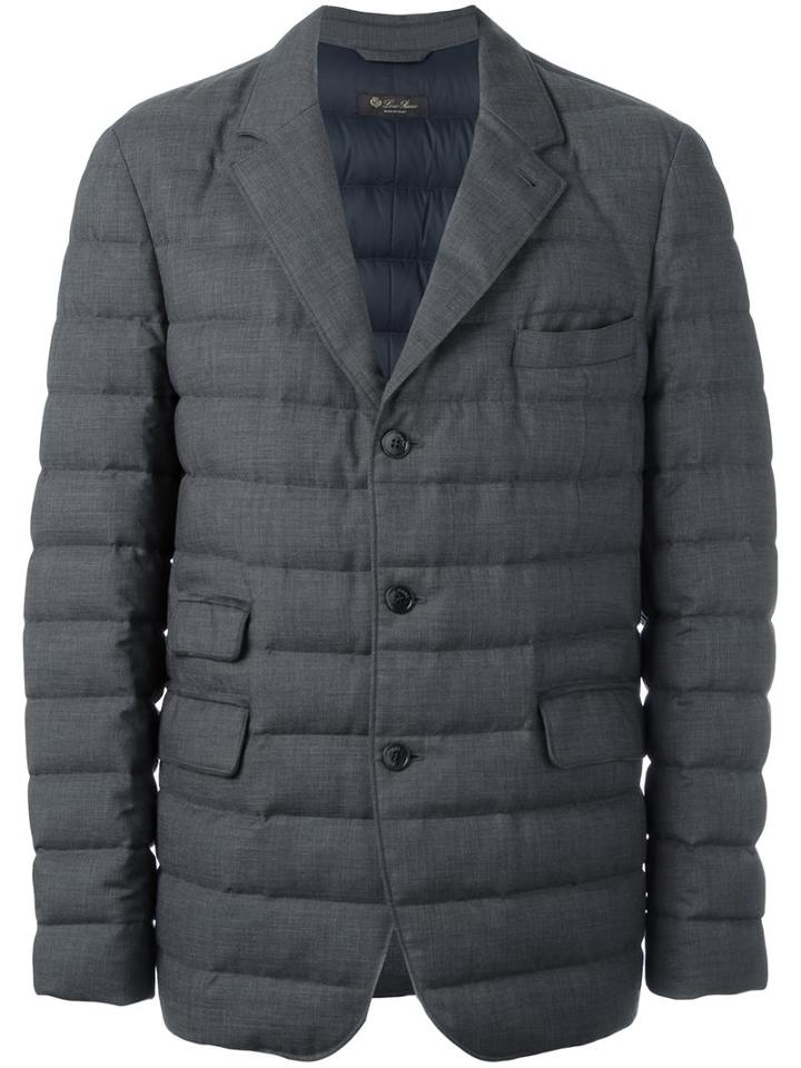 Loro Piana 'cloudey' Padded Jacket, Men's, Size: Xl, Grey, Cashmere/polyamide/feather Down/goat Suede