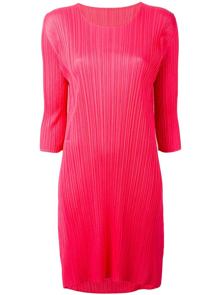 Pleats Please By Issey Miyake - Pleated Shift Dress - Women - Polyester - 3, Pink/purple, Polyester