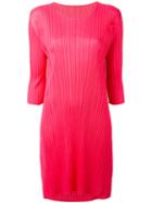 Pleats Please By Issey Miyake - Pleated Shift Dress - Women - Polyester - 3, Pink/purple, Polyester