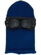 Cp Company Goggle-detail Knit Beanie - Blue