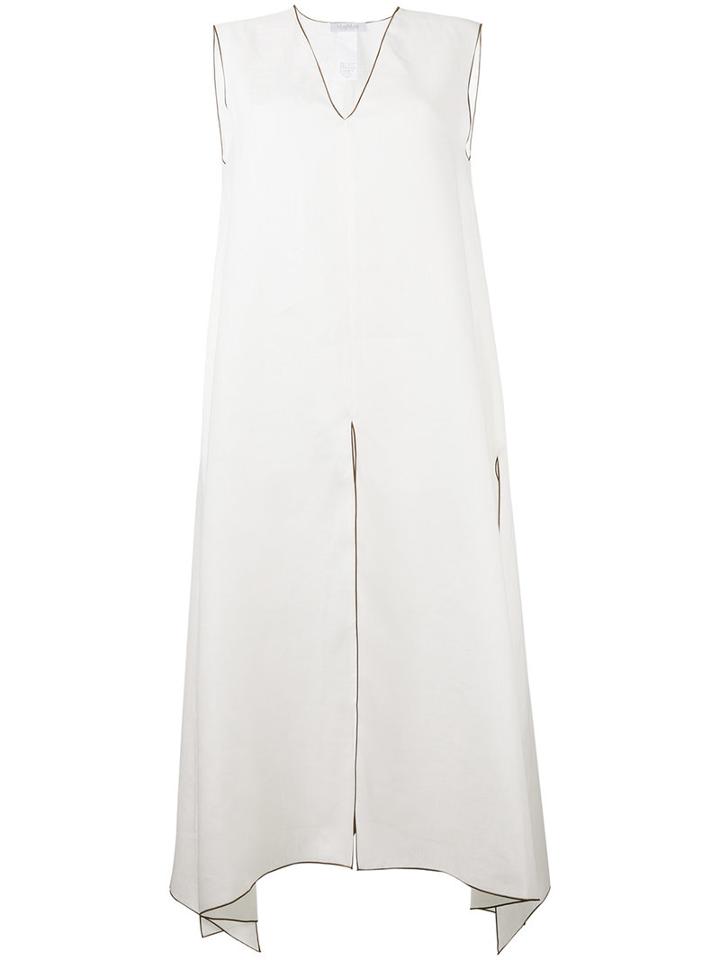 Max Mara V-neck Dress, Women's, Size: 44, White, Linen/flax