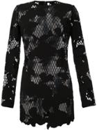 Anthony Vaccarello Semi Sheer Floral Dress - Black