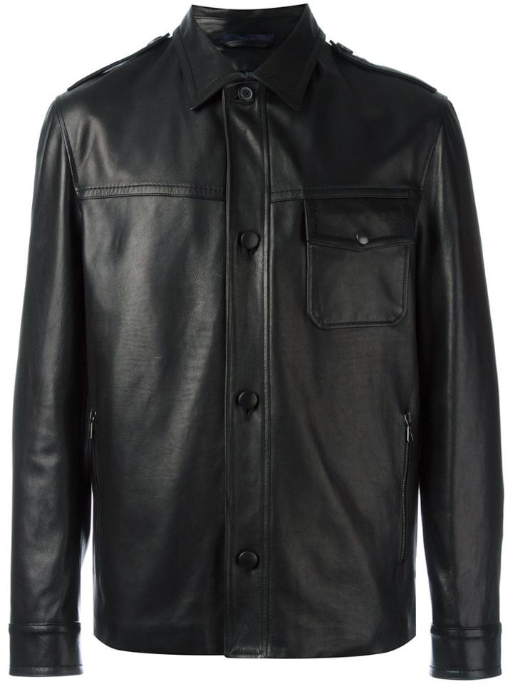 Lanvin Button-up Leather Jacket - Black