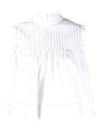 Ganni Pleated Detail Top - White