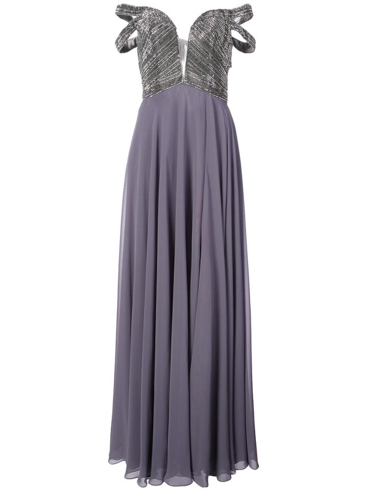 La Femme Off-shoulder Gown - Grey