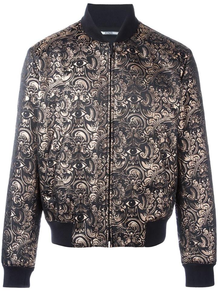 Kenzo 'eye' Baroque Bomber Jacket, Men's, Size: Xl, Black, Polyester/metallized Polyester/acetate/cotton