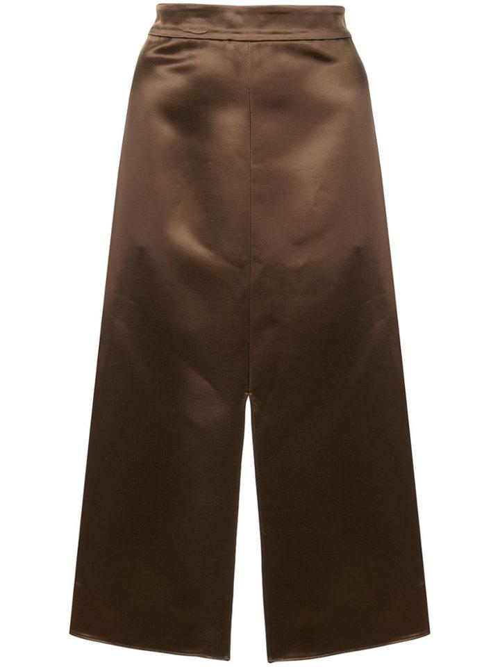 Tibi Satin Pencil Skirt - Brown