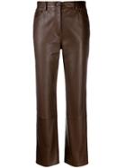 The Row Leather Cropped Trousers - Brown